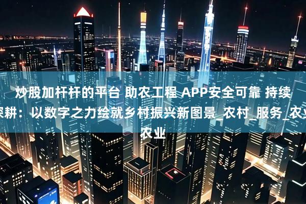 炒股加杆杆的平台 助农工程 APP安全可靠 持续深耕：以数字之力绘就乡村振兴新图景_农村_服务_农业